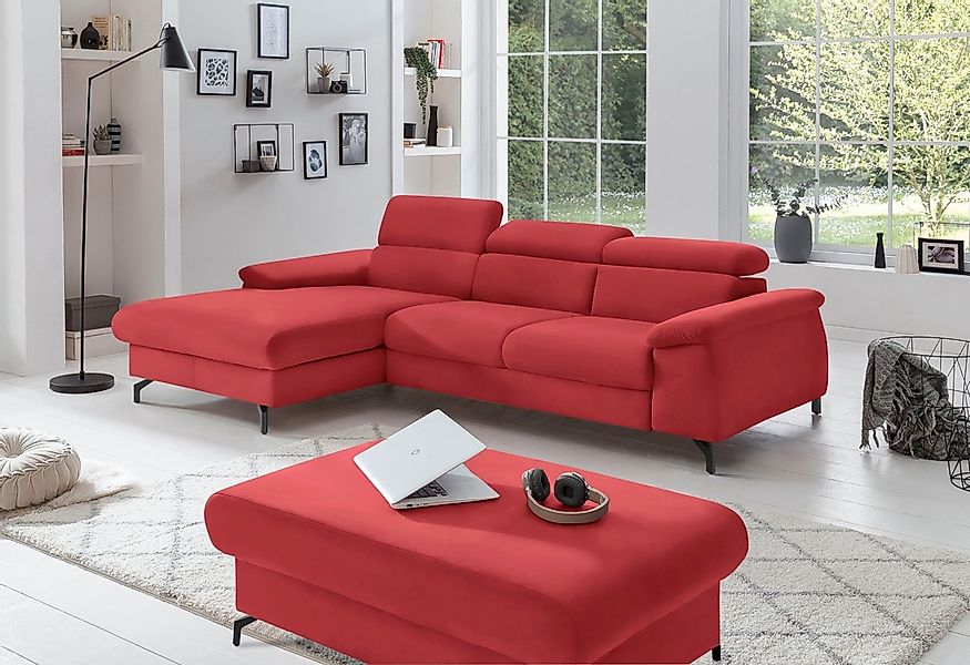COTTA Ecksofa "Kitty L-Form, B: 242 cm" mit Kopfteilverstellung, optional B günstig online kaufen