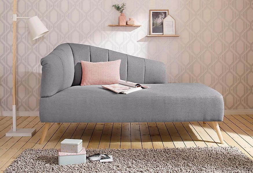 OTTO home Recamiere "Lucy, Chaiselonge mit Massivholzfüßen und Steppung," A günstig online kaufen