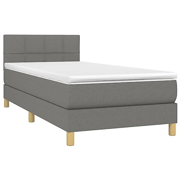 vidaXL Boxspringbett mit Matratze & LED Dunkelgrau 90x200 cm Stoff 3133686 günstig online kaufen