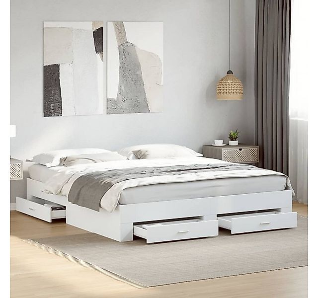furnicato Bettgestell mit Schubladen Weiß 200x200 cm Holzwerkstoff (1-tlg) günstig online kaufen