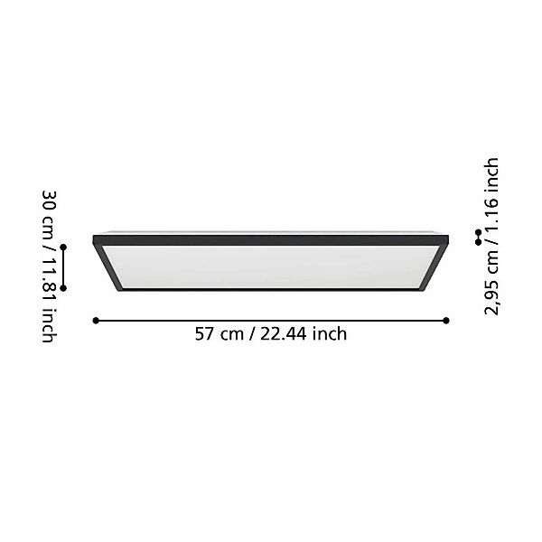 EGLO connect LED-Panel Rovito-Z schwarz 57 x 30 cm günstig online kaufen