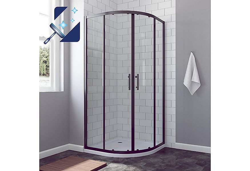 AQUABATOS Runddusche Duschkabine schwarz Viertelkreis Eckdusche Schiebetür günstig online kaufen