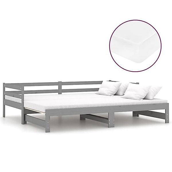 vidaXL Bett Ausziehbares Tagesbett 2x(90x200) cm Grau Massivholz Kiefer günstig online kaufen