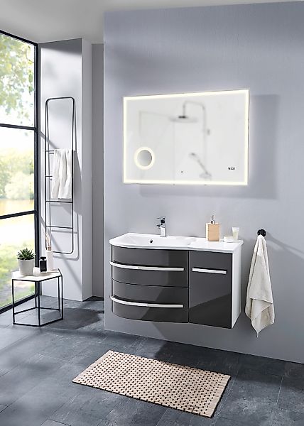 welltime Waschtisch "OSLO" Breite 90cm, geschwungene Form, Ablage rechts günstig online kaufen