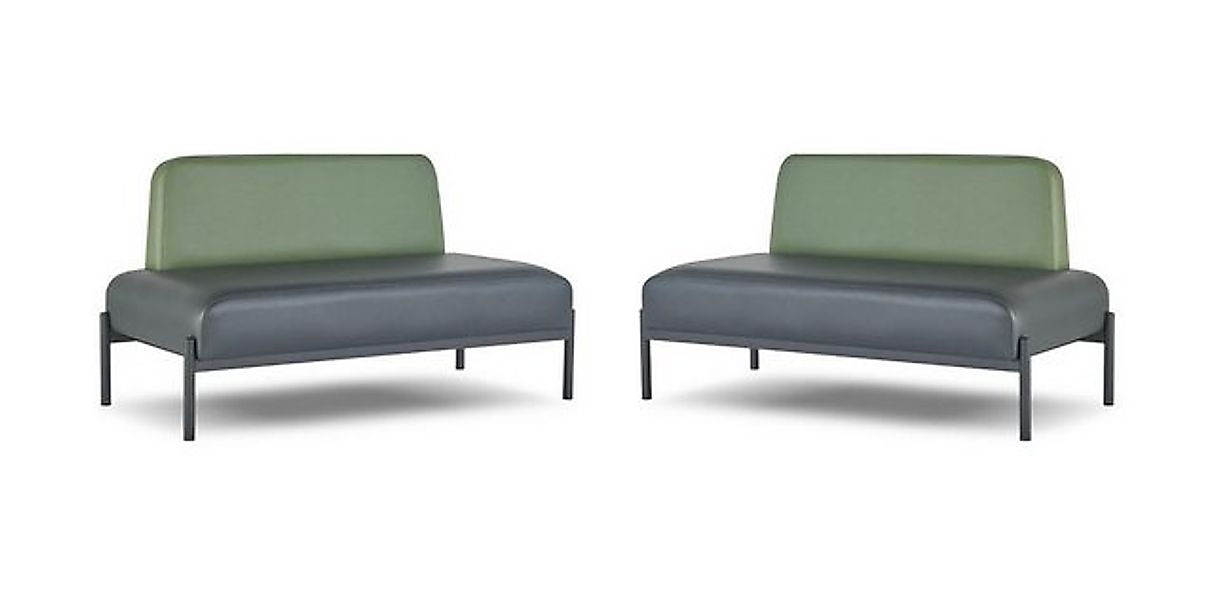 JVmoebel 2-Sitzer Sofas 2-Sitzer Schwarz Gelb Ledersofas Art Deco Edelstahl günstig online kaufen
