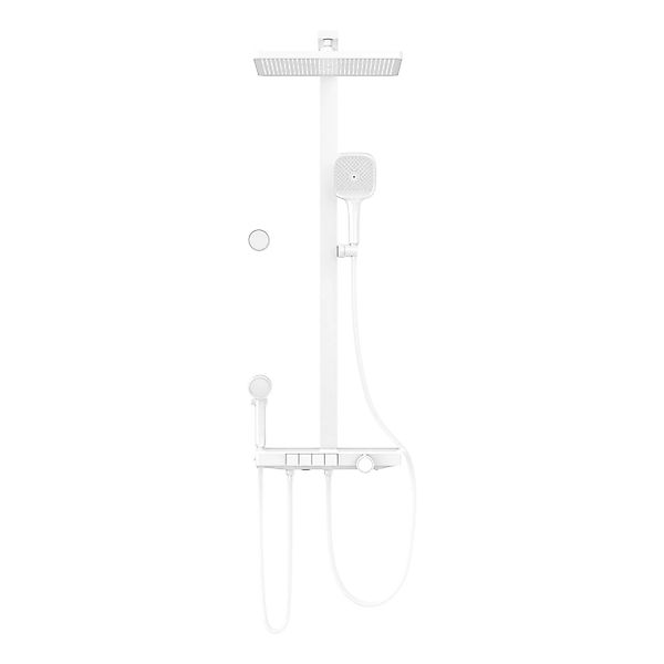 Emke Duschsystem Regendusche Weiß Matt LED-Anzeige Glasablage Duschsystem m günstig online kaufen