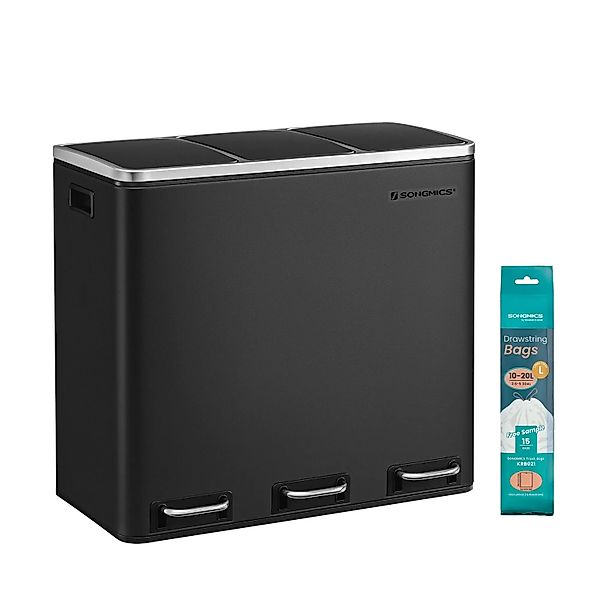 Songmics Mülleimer Pary 3 Fächer x 18, Schwarz günstig online kaufen