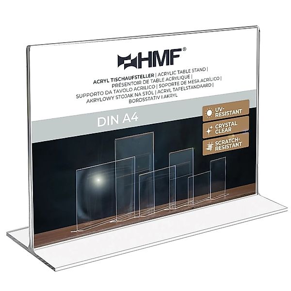 HMF 46925 Acryl Tischaufsteller Gerade DIN A4 Querformat Glasklar günstig online kaufen