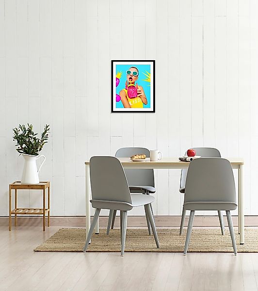 queence Bild »Jule«, Ananas-Kunst-Frau-Palmen-Pflanzen, HD Premium Poster-D günstig online kaufen