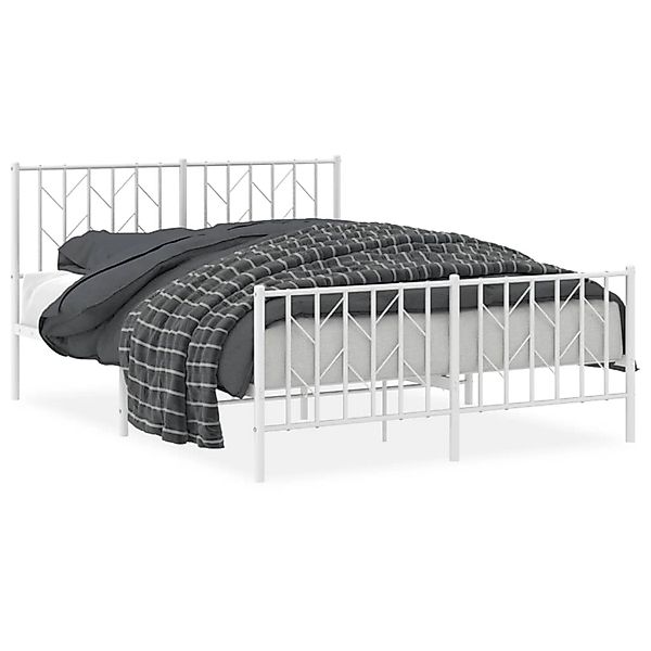 vidaXL Bettgestell mit Kopf- und Fußteil Metall Weiß 140x190 cm 374504 günstig online kaufen