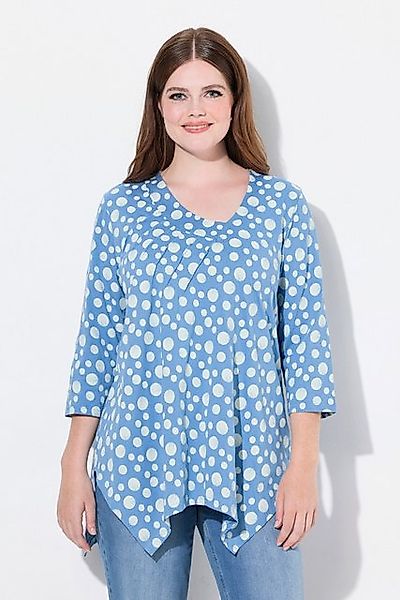 Ulla Popken Longshirt Shirt Zipfelsaum V-Ausschnitt 3/4-Arm Biobaumwolle günstig online kaufen