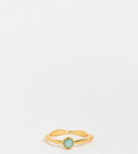ASOS DESIGN – 14-karätig vergoldeter Ring mit Geburtsstein in Aquamarinopti günstig online kaufen