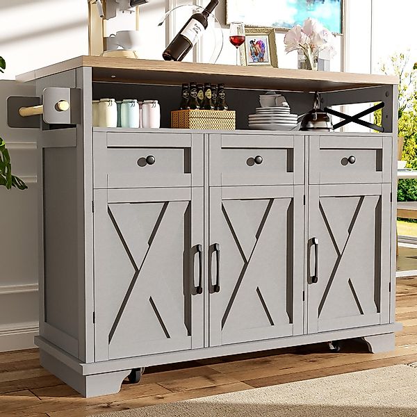 KLAM HOME Küchenwagen Kücheninsel mit Rollen günstig online kaufen