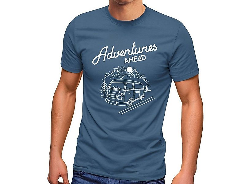 MoonWorks Print-Shirt Herren T-Shirt Bus Retro Abenteuer Adventures Ahead m günstig online kaufen