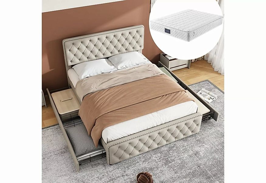 SOFTWEARY Polsterbett (Doppelbett mit Taschenfederkernmatratze, 140x200 cm) günstig online kaufen