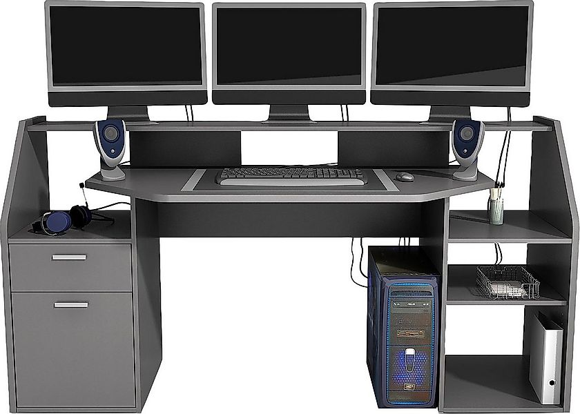 FMD Gamingtisch Zocker 1, moderner Regalschreibtisch, Breite 180 cm, viel S günstig online kaufen