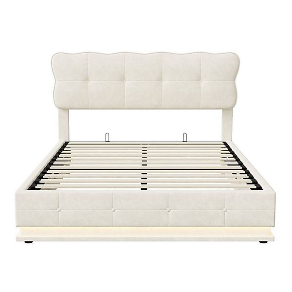 Furnishings Home Jugendbett Polsterbett Stauraumbett Doppelbett LED (Hydrau günstig online kaufen