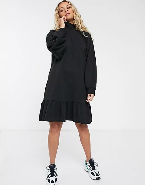 Monki – Schwarzes Jersey-Hängerkleid aus Bio-Baumwolle-Neutral günstig online kaufen