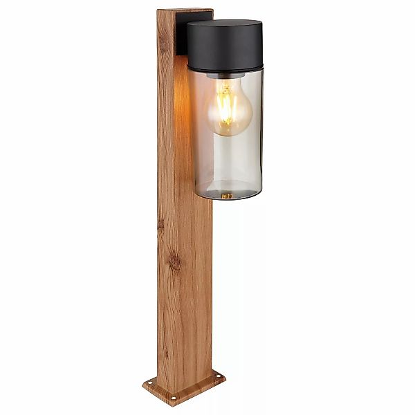 Globo Außenleuchte Etsi Edelstahl 50 cm Holzoptik Dunkel günstig online kaufen