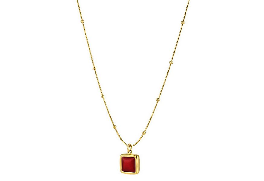 KARMA Kette mit Anhänger Halskette Damen Gold Edelstahl vergoldet Rot Schwa günstig online kaufen