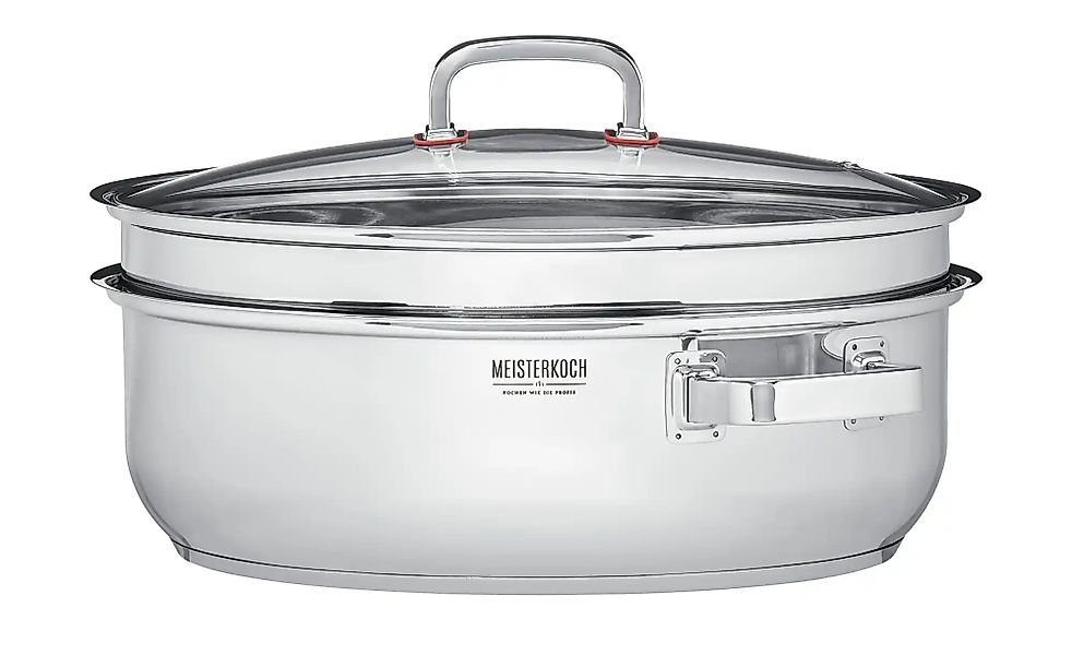 Meisterkoch Bräter mit Glasdeckel  3-teilig  FOCUS ¦ silber ¦ Edelstahl ¦ M günstig online kaufen
