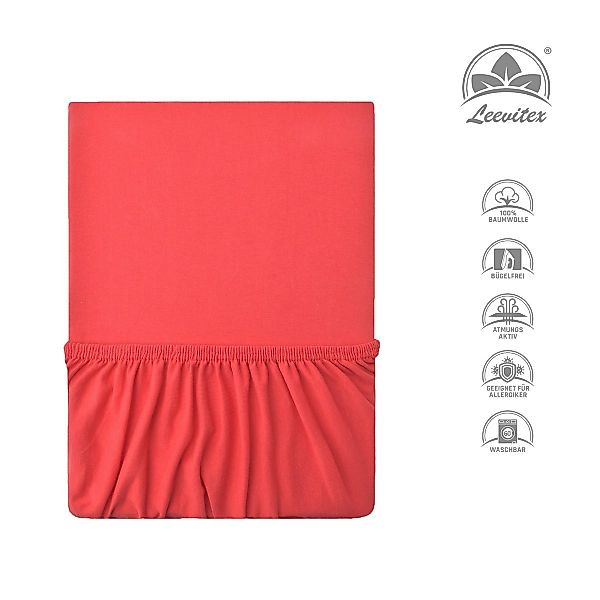 leevitex® Spannbettlaken JS_rot_140er, Gummizug: rundum, schwer günstig online kaufen