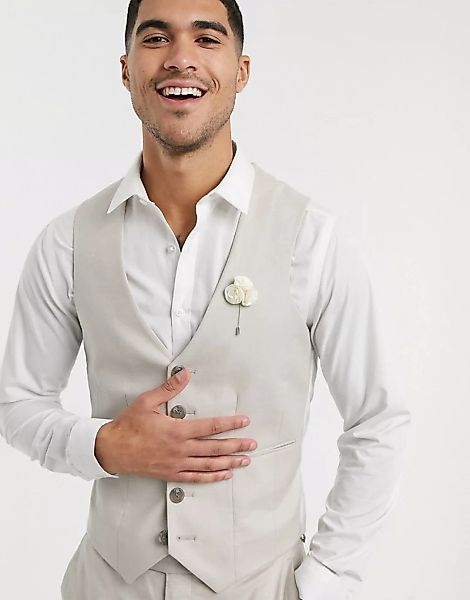 ASOS DESIGN Wedding – Super eng geschnittene Anzugweste aus Stretch-Baumwol günstig online kaufen