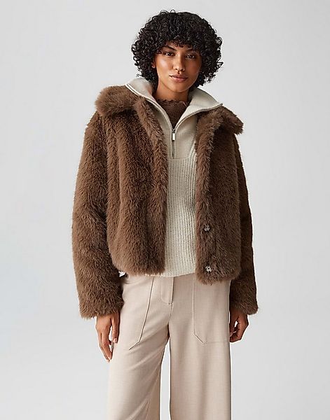 OPUS Winterjacke HAJORA verkürzt in Felloptik lockere Passform, weicher Gri günstig online kaufen