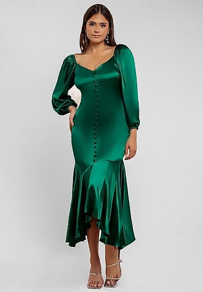 Goddiva Midikleid Satin Viscose Front Buttoned Dipped Hem Midaxi Dress Swee günstig online kaufen