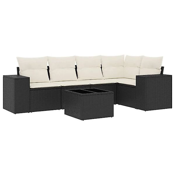 vidaXL 6-Tlg Garten-Sofagarnitur mit Kissen Schwarz Poly Rattan 3222535 günstig online kaufen