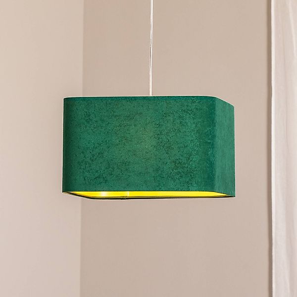 Hängeleuchte Kwadro, grün, 40 x 40 cm, Velourstoff günstig online kaufen