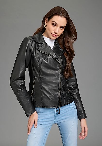 Bruno Banani Lederjacke figurenbetont, mit Reißverschluss, mit Reverskragen günstig online kaufen