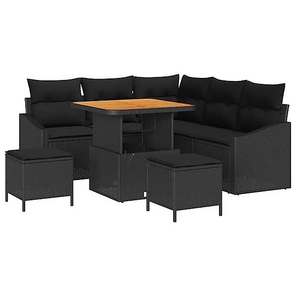 vidaXL Gartensofa-Set mit Kissen 8 Stk Schwarz Poly Rattan 3364599 günstig online kaufen