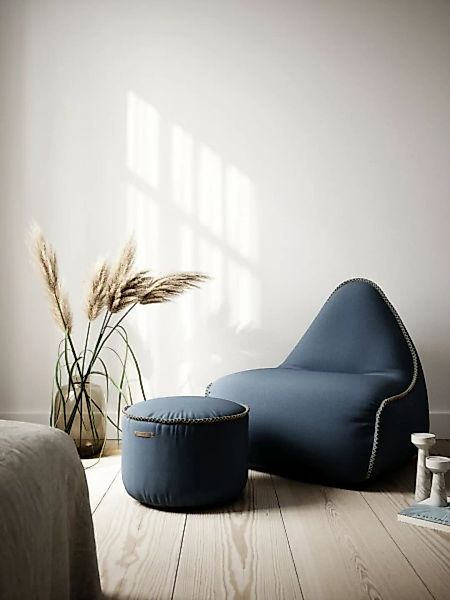 RETROit Cura Lounge Sitzsack mit Hocker – Nachhaltiges Sparset dunkelblau günstig online kaufen