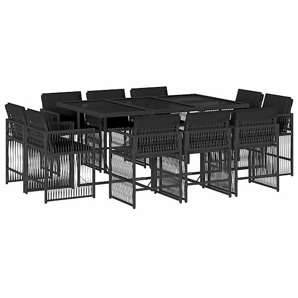 vidaXL 11-tlg Garten-Essgruppe mit Kissen Schwarz Poly Rattan Modell 53 günstig online kaufen