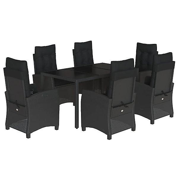 vidaXL 7-Tlg Garten-Essgruppe mit Kissen Schwarz Poly Rattan 3212640 günstig online kaufen