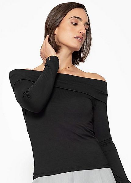 SASSYCLASSY Langarmshirt Langarmshirt Damen mit Carmen-Ausschnitt Elegant F günstig online kaufen