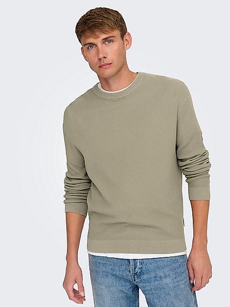 ONLY & SONS Rundhalspullover ONSTONY DS 12 LS WAFFLE CREW KNIT Baumwolle, r günstig online kaufen