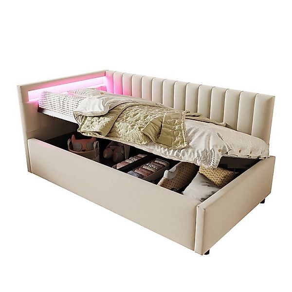 OKWISH Polsterbett Schlafsofa Stauraumbett Daybett, Kinderbett mit LED-Umge günstig online kaufen