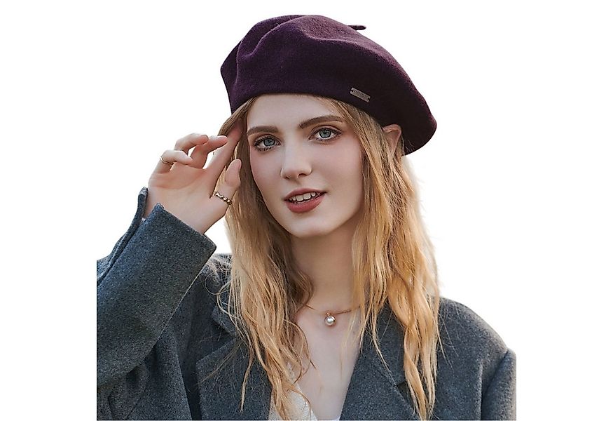 Refttenw Baskenmütze Damen Französische Barett, Klassische Woll Baskenmütze günstig online kaufen