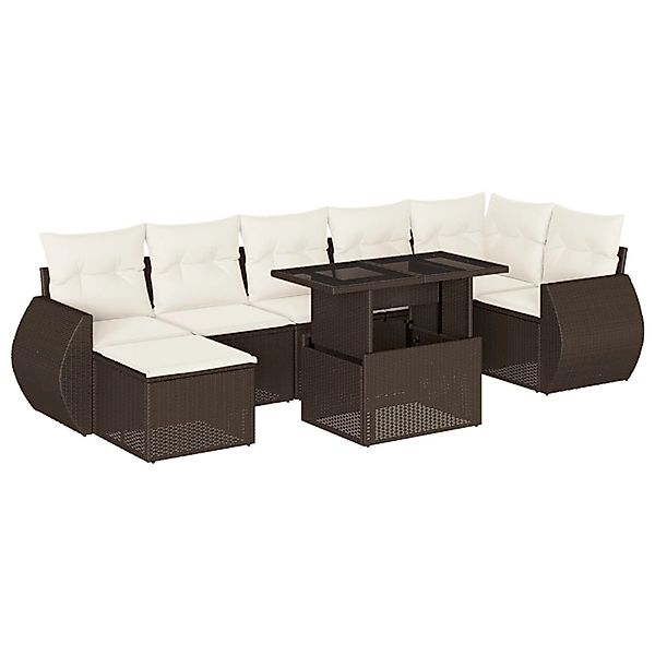 vidaXL 8-Tlg Garten-Sofagarnitur mit Kissen Braun Poly Rattan 3268693 günstig online kaufen