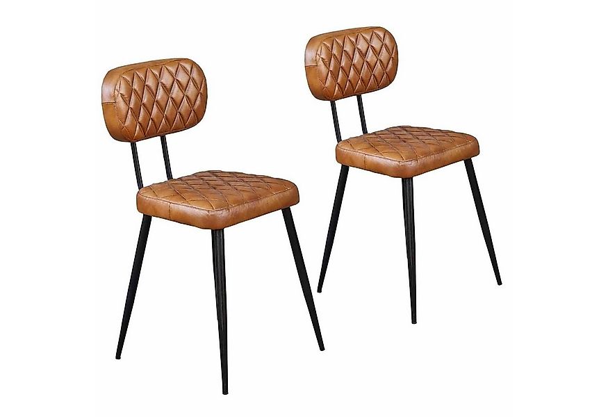 Casa Moro Polsterstuhl Lederstuhl Sofia Cognac 2er Set aus Echtleder & Meta günstig online kaufen