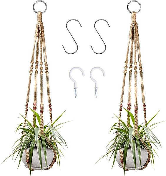 TUWENA Blumenampel 2-teiliges Pflanzenregal mit 4 Haken, gewebter Blumenamp günstig online kaufen