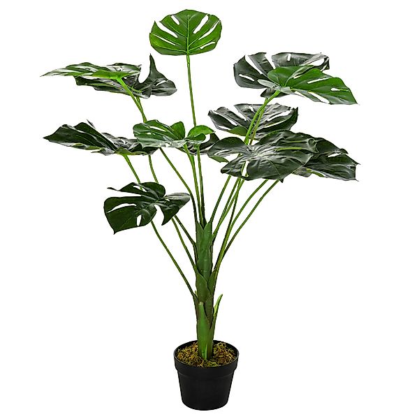 Outsunny Künstliche Monstera Pflanze mit 13 Blättern im Zementtopf, für Inn günstig online kaufen