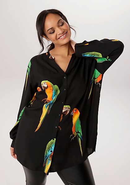 Aniston PLUS Longbluse Mit ausgefallenen Papgeien Druck - NEUE KOLLEKTION günstig online kaufen