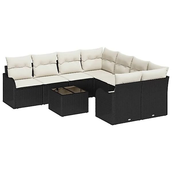 vidaXL Gartensofa-set mit Kissen mit Speicher 9-Tlg Schwarz und Creme 33543 günstig online kaufen