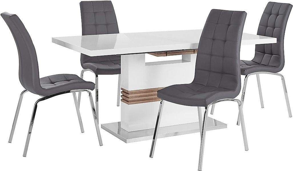 INOSIGN Essgruppe "Perez/Lila" Set, 5 Stk. tlg. mit 4 Stühlen, Tisch auszie günstig online kaufen