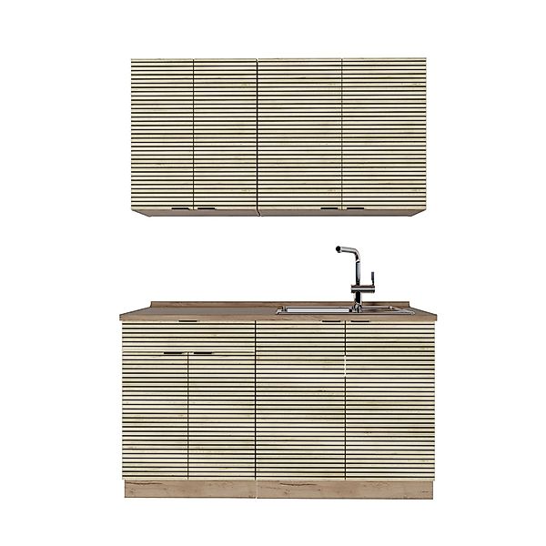 Vicco Fame-Line Singleküche Eiche Paneel/Goldkraft Eiche 140 cm ohne Arbeit günstig online kaufen