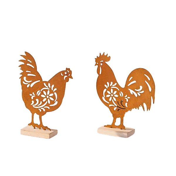 Home-trends24.de Dekofigur Huhn Hahn Rostoptik Deko günstig online kaufen