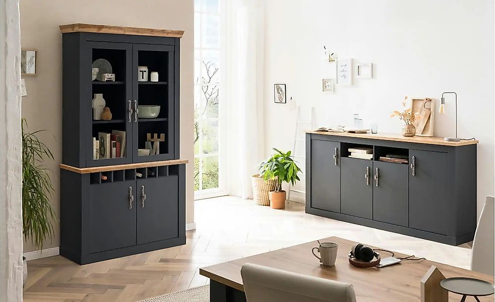 Wohnkombination  Calella ¦ grau ¦ Maße (cm): B: 204 H: 45 Kommoden & Sidebo günstig online kaufen
